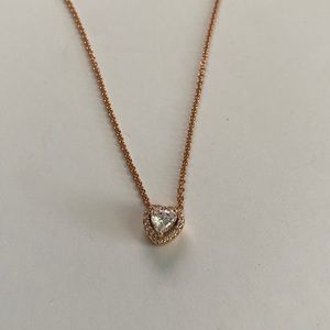Pandora Sparkling Heart Collier Necklace heart pendant rose gold plated